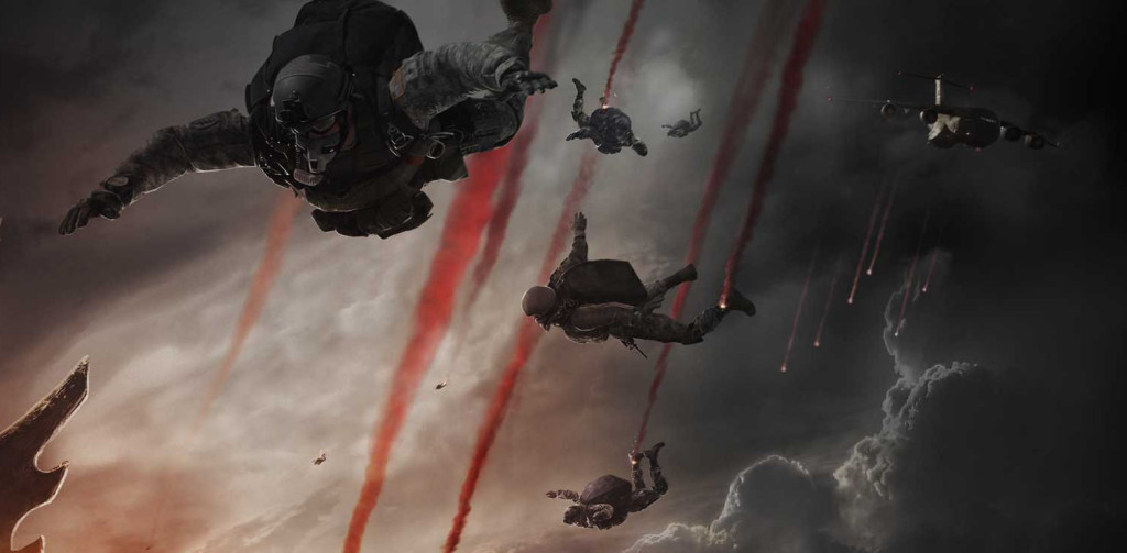 soldiers falling down from the godzilla 2014 movie